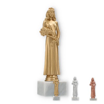Pokal Kunststofffigur Schönheitskönigin auf weißem Marmorsockel