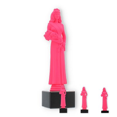 Pokal Kunststofffigur Schönheitskönigin pink auf schwarzem Marmorsockel