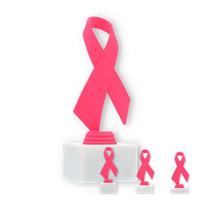 Trophies plastic figure bow pink on white marble base
