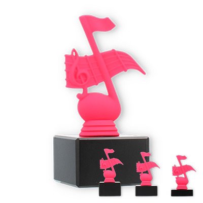 Pokal Kunststofffigur Note pink auf schwarzem Marmorsockel