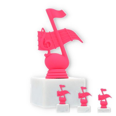 Trophy plastic figure note pink on white marble base