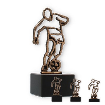 Trophy contour figure footballer old gold on black marble base