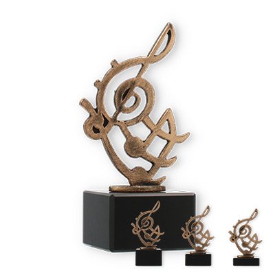 Trophy contour figure music note old gold on black marble base