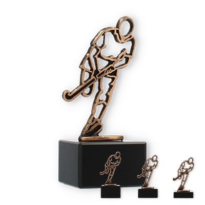 Trophy contour figure field hockey old gold on black marble base