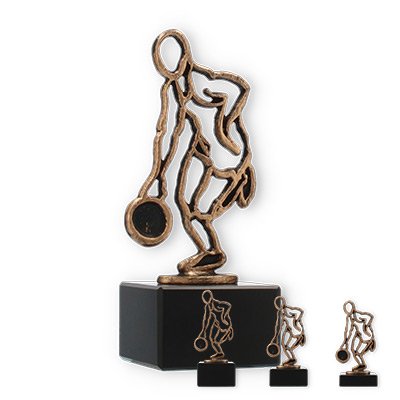 Trophy contour figure discus thrower old gold on black marble base
