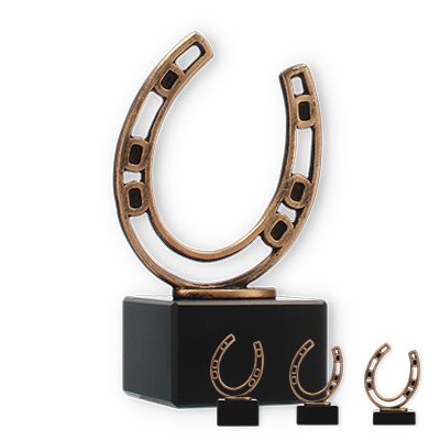 Trophy contour figure horseshoe old gold on black marble base
