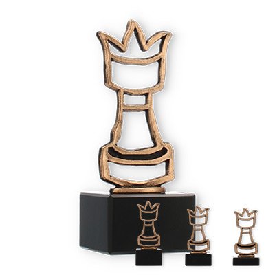 Trophy contour figure chess piece old gold on black marble base