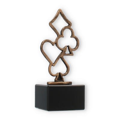 Trophy contour figure playing cards old gold on black marble base