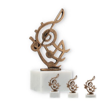 Trophy contour figure music note old gold on white marble base
