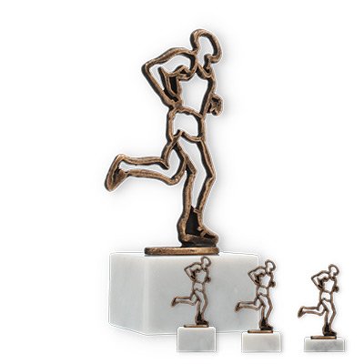 Trophy contour figure runner old gold on white marble base