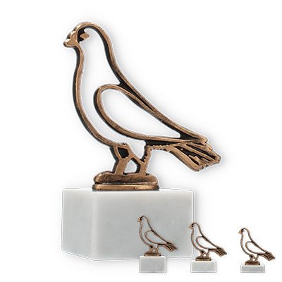 Trophy contour figure dove old gold on white marble base