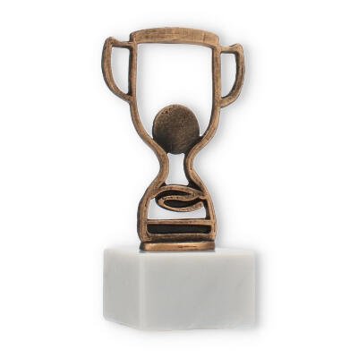 Coppa Contour figura Trofeo oro antico su base di marmo bianco