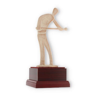 Pokal Zamakfigur Modern Billiardspieler gold-weiß auf mahagoni Holzsockel