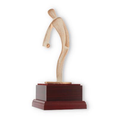 Pokal Zamakfigur Modern Petanque gold-weiß auf mahagonifarbenen Holzsockel