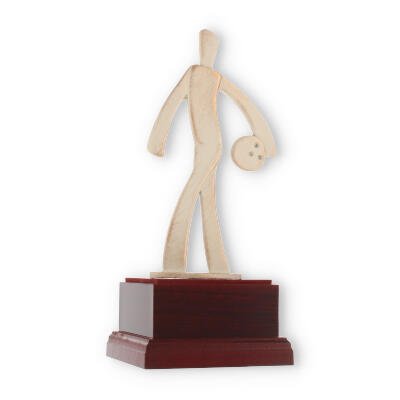 Trophy zamac figure modern badminton gold-white on mahogany wooden base