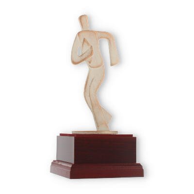 Trophy zamac figure modern rugby gold-white on mahogany colored wooden base