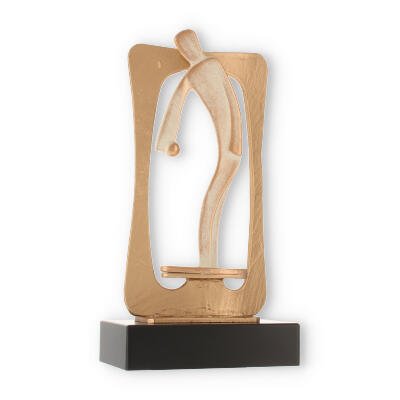 Pokal Zamakfigur Frame Petanque gold-weiß auf schwarzem Holzsockel