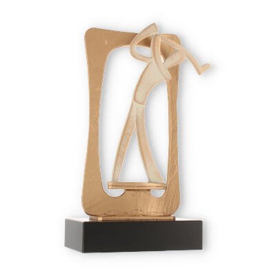 Trophy zamac figure frame golfer gold-white on black wooden base