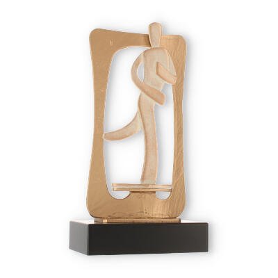 Pokal Zamakfigur Frame Läufer gold-weiß auf schwarzem Holzsockel