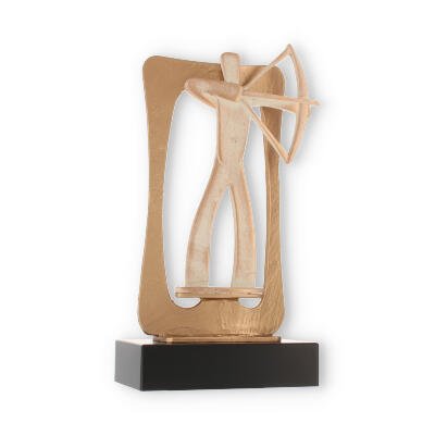 Pokal Zamakfigur Frame Bogenschütze gold-weiß auf schwarzem Holzsockel