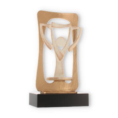 Pokal Zamakfigur Frame Pokal gold-weiß auf schwarzem Holzsockel