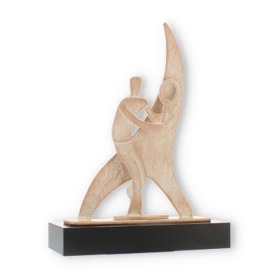 Trophy zamak figure flame badminton gold and white on black wooden base