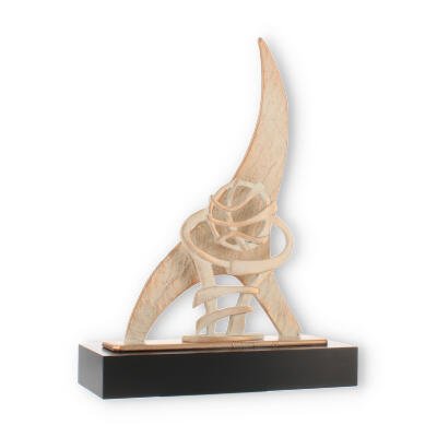 Pokal Zamakfigur Flame Basketball gold-weiß auf schwarzem Holzsockel