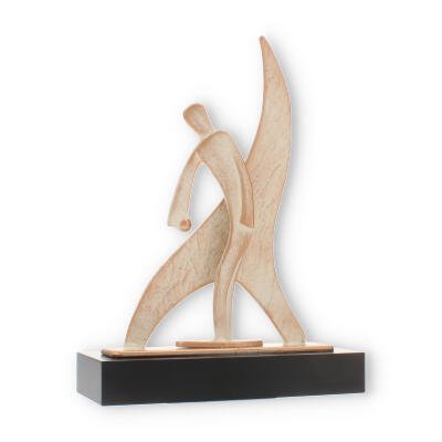 Trophy zamak figure Flame Petanque gold and white on black wooden base