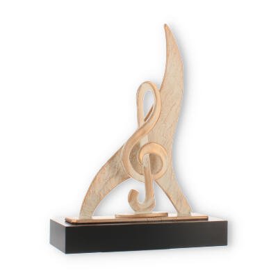 Trophy zamak figure flame clef gold and white on black wooden base