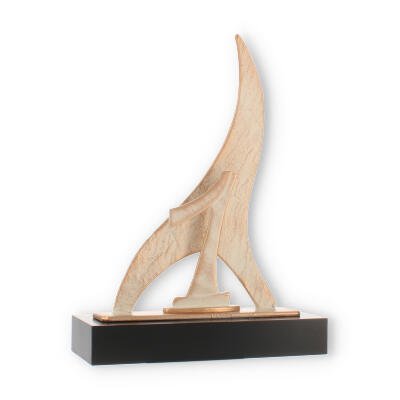 Trophies Zamak figure Flame number 1 gold-white on black wooden base
