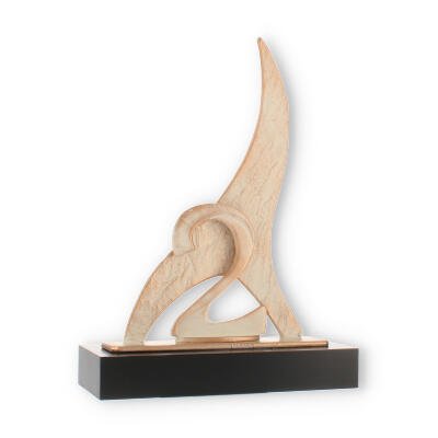 Trophies Zamak figure Flame number 2 gold-white on black wooden base