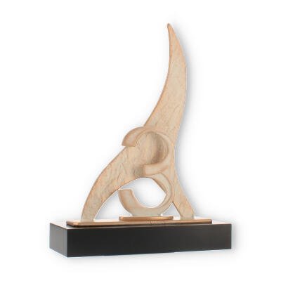 Trophies Zamak figure Flame number 3 gold-white on black wooden base