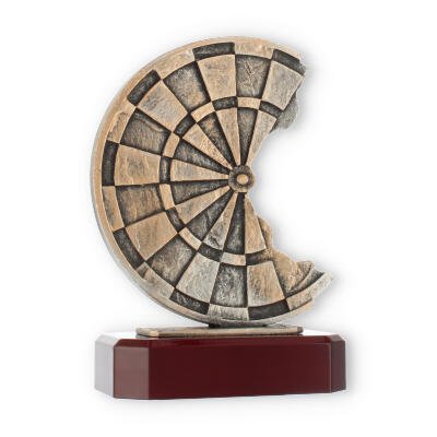 Trophy zamak figure dartboard old gold on mahogany wooden base