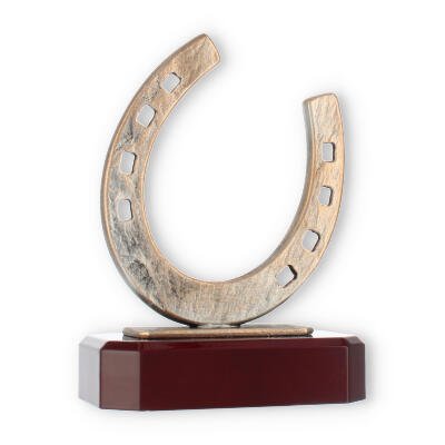 Trophy zamak figure horseshoe old gold on mahogany wooden base
