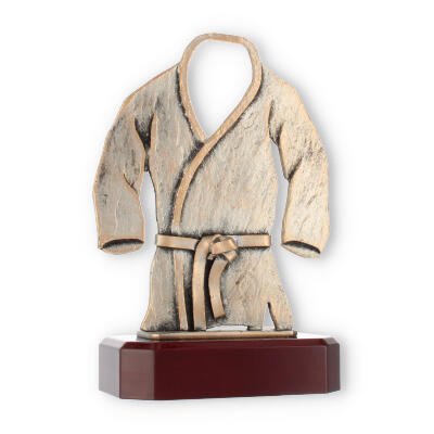 Trophy zamac figure kimono old gold on mahogany wooden base