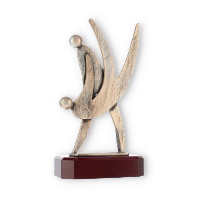 Pokal Zamakfigur Judoka altgold auf mahagonifarbenen Holzsockel