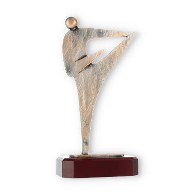 Pokal Zamakfigur Karate altgold auf mahagoni Holzsockel