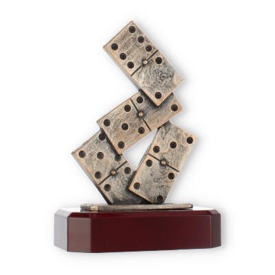 Trophy zamak figürlü domino maun ahşap kaide üzerinde eski altın
