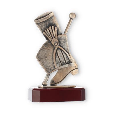 Pokal Zamakfigur Majorette altgold auf mahagonifarbenen Holzsockel