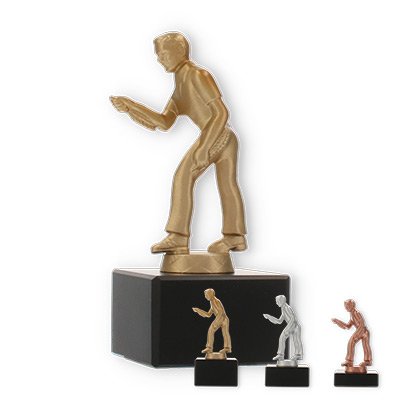 Trophy metal figure javelot on black marble based