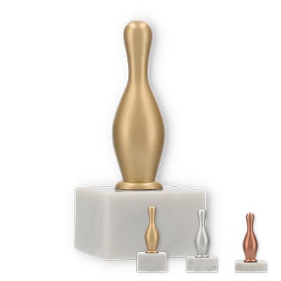 Trophy metal figure cone on white marble base