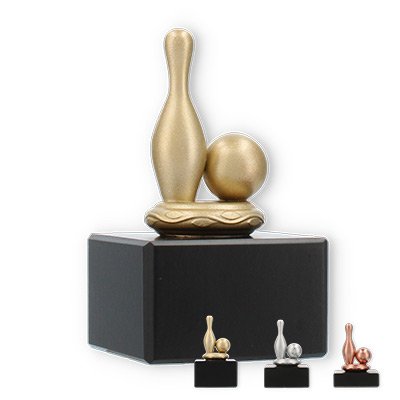 Trophy metal figure cone and ball on black marble base
