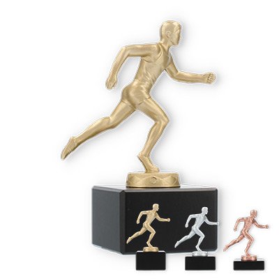 Trophy metal figure runner on black marble base