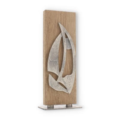 Trophy zamak figure sailing silver on wooden board