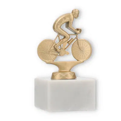 Trofeo figura in metallo ciclismo su strada oro metallizzato su