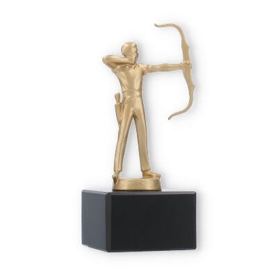 Coupe Figure métallique archer sur socle en marbre noir