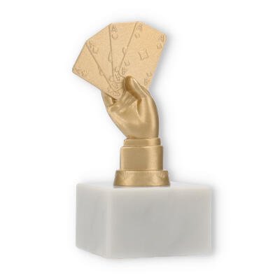 Trophy metal figure Skat on white marble base