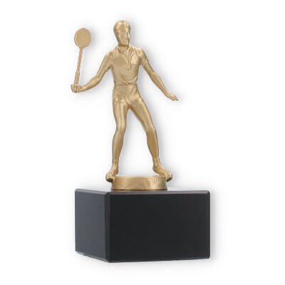 Trophy metal figure squash men on black marble base