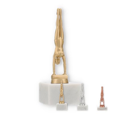Coupe Figure métallique Gymnastique Femmes sur socle en marbre blanc