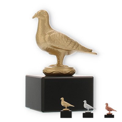 Trophy metal figure dove on black marble base